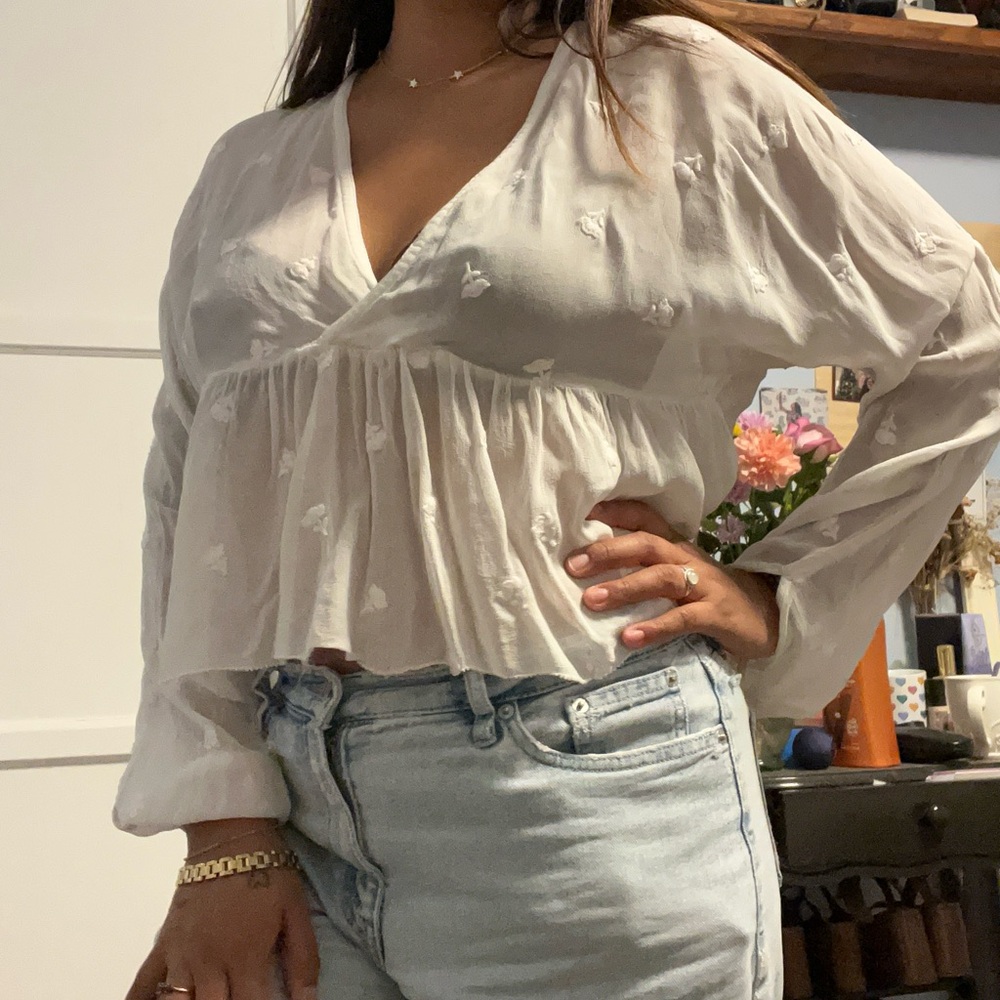 Wilfred Cream V-Neck Blouse